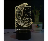 3D светильник мишка и луна 